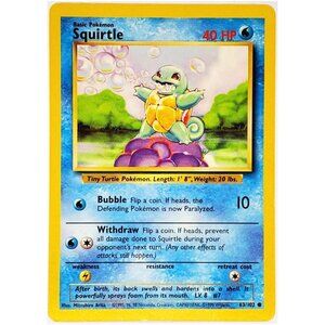 POKEMON SQUIRTLE 63/102 POKEMON BASE SET, UNLIMITED EDITION 1999 TCG